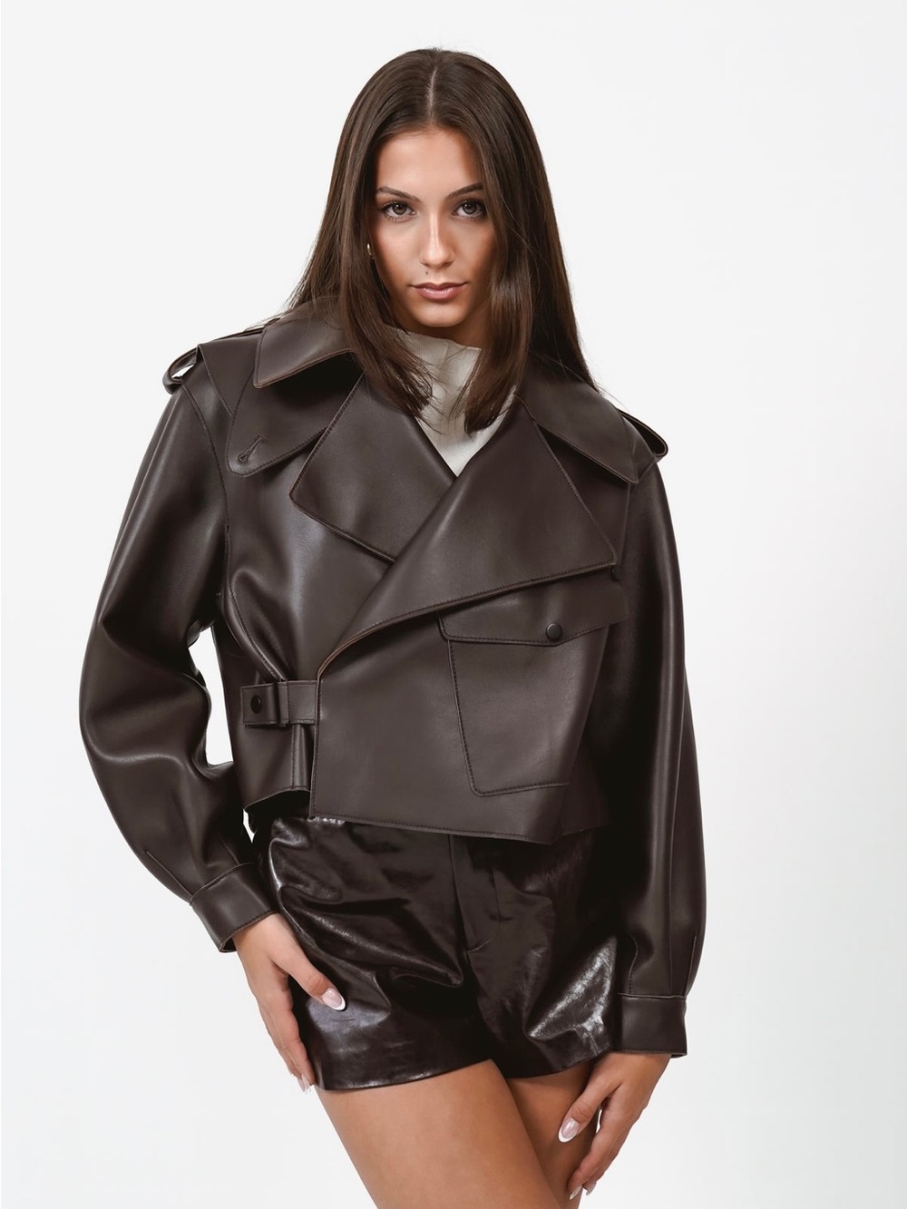 Black Faux Leather Moto Jacket, size XL